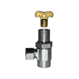 LEGEND 114-144NL T-581LSNL Multi-Turn Traditional Angle Supply Stop Valve With Lockshield, 5/8 x 3/8 in Nominal, Compression End Style, 110 psi Pressure, Forged Brass Body, Polished Brass