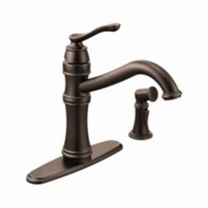 Moen® 7245ORB Kitchen Faucet, Belfield™, 1.5 gpm Flow Rate, 8 in Center, Fixed Spout, Oil Rubbed Bronze, 1 Handle