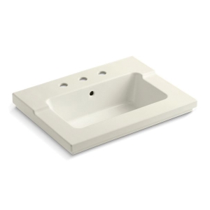 Kohler® 2979-8-96 Tresham® Bathroom Sink With Overflow Drain, Rectangular Shape, 4 in Faucet Hole Spacing, 25-7/16 in W x 19-1/16 in D x 7-7/8 in H, ITB/Vanity Top Mount, Vitreous China, Biscuit