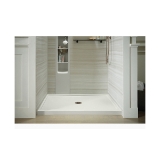 Kohler® 1-Piece Single Threshold Shower Base, Rely®, Biscuit, Center Drain, 48 in L x 42 in W x 4-3/16 in D