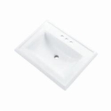 Gerber® G0012875 Logan Square™ Self-Rimming Bathroom Sink with Concealed Overflow, Rectangle Shape, 4 in Faucet Hole Spacing, 25-3/8 in W x 18-1/8 in D x 7-3/8 in H, Vitreous China, White