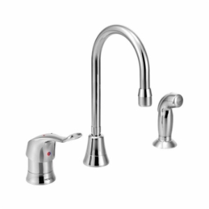 Moen® 8138 Multi-Purpose Widespread Faucet, M-DURA™, 1.5 gpm, 5 in Center, Swivel Spout, Chrome, 1 Handle