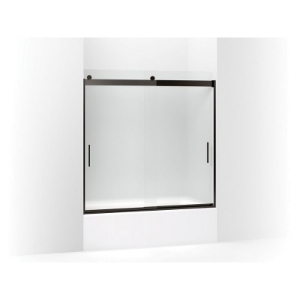 Kohler® 706002-D3-ABZ Levity® Sliding Bath Door, Frameless Frame, Frosted Tempered Glass, Anodized Dark Bronze, 1/4 in THK Glass, 52-7/8 in H Opening, 56-5/8 to 59-5/8 in W Opening