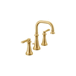 Moen® TS44102BG Colinet™ Widespread Lavatory Faucet, Residential, 1.2 gpm Flow Rate, 5-11/16 in H Spout, 8 in Center, Brushed Gold, 2 Handles, Lift Rod Drain