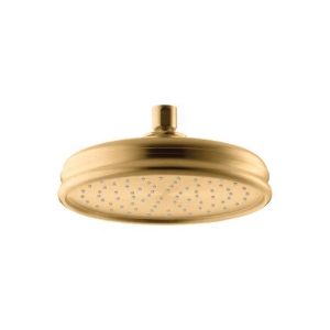 Kohler® 13692-2MB 1-Function Traditional Rain Showerhead with Katalyst® Air Induction Technology, 2.5 gpm Max Flow, 1 Spray, Ceiling Mount, 8 in Dia Head, Vibrant® Brushed Moderne Brass