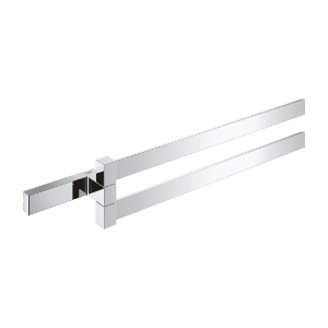 GROHE 40768000 Selection Cube Double Towel Bar, 2-3/16 in OAD, Metal, StarLight® Polished Chrome