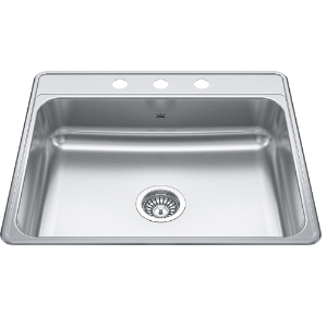 Kindred CSLA2522-7-3N Creemore Drop In Sink, 22 Gauge, Stainless Steel, Single Bowl, 3 Holes, 25" L x 23" W