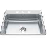 Kindred CSLA2522-7-3N Creemore Drop In Sink, 22 Gauge, Stainless Steel, Single Bowl, 3 Holes, 25" L x 23" W