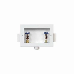 Guy Gray™ 82135 T Series Center Drain Washing Machine Outlet Box With Valve, Cold Rolled Steel, White Powder Coated