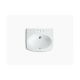 Kohler® 2035-4-0 Pinoir® Bathroom Sink with Overflow Drain, Oval Shape, 2 in Faucet Hole Spacing, 22 in W x 18 in D, Wall Mount, Vitreous China, White