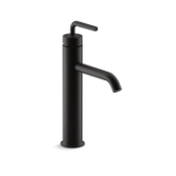 Kohler® 14404-4A-BL Tall Bathroom Sink Faucet with 1-1/4 in Tailpiece, Purist®, 1.2 gpm Flow Rate, 6-1/2 in H Spout, 1 Handle, Touch-Activated Drain, 1 Faucet Hole, Matte Black, Function: Traditional