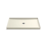 Kohler® 1-Piece Single Threshold Shower Base, Rely®, Biscuit, Center Drain, 48 in L x 34 in W x 4-3/16 in D