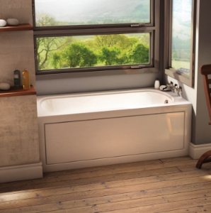 BainUltra® Meridian Duo Left Alcove Thermomasseur Tub, Biscuit, Rectangle