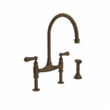 Perrin & Rowe® U.4719L-EB-2 Bridge Kitchen Faucet with Side Spray, 1.8 gpm Flow Rate, 7-7/8 in Center, English Bronze, 2 Handles