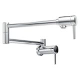 DELTA® 1165LF Contemporary Pot Filler Faucet, 4 gpm Flow Rate, Swivel Spout, Chrome, 2 Handles