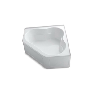Kohler® 1161-LA-0 Bathtub With Integral Apron and Integral Flange, Tercet®, Whirlpool, Clover, 60 in L x 60 in W, Center Drain, White