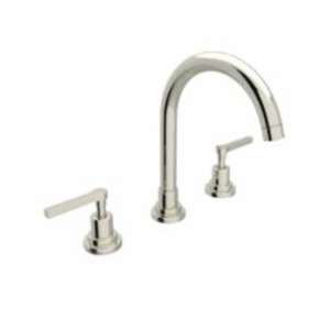 Rohl® A2208LMPN-2 Modern Bath Lombardia Widespread Lavatory Faucet, 1.2 gpm Flow Rate, 6-17/32 in H Spout, 8 in Center, Polished Nickel, 2 Handles, Pop-Up Drain