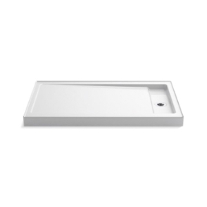 Kohler® 9194-0 Bellwether® Single Threshold Shower Base, White, Right Offset Drain, 60 in L x 34 in W x 4-1/2 in D