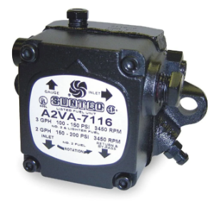Suntec A2VA-7116 Oil Pump, 1 Stages, 3 gph Flow Rate, 3450 rpm Speed, 100 to 200 psi Pressure, 50 to 115 deg F