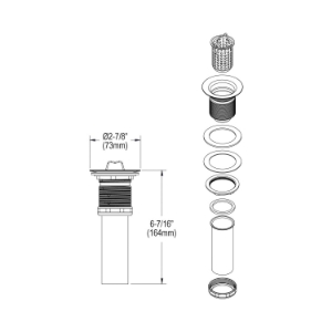 Elkay® LK36 Drain Fitting, 2 in Nominal, Nickel Plated, Brass Drain