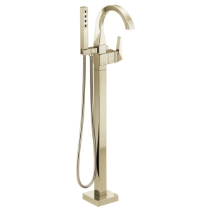 DELTA® T4746-PN-PR-FL Trillian™ Floor Mount Tub Filler Trim, 1.75 gpm Handshower/10 gpm Spout Flow Rate, Lumicoat® Polished Nickel, 1 Handle, Commercial/Residential