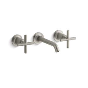 Kohler® T14413-3-BN Purist® Wall-Mount Bathroom Sink Faucet Trim With Cross Handles, 1.2 gpm, Vibrant Brushed Nickel
