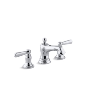 Kohler® 10577-4-CP Widespread Bathroom Sink Faucet, Bancroft®, 1.2 gpm Flow Rate, 2-9/16 in H Spout, 8 to 16 in Center, Polished Chrome, 2 Handles, Pop-Up Drain