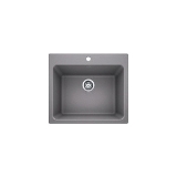 Blanco 401924 LIVEN™ SILGRANIT® Laundry Sink, Rectangle Shape, 25 in W x 22 in H, Drop-In/Under Mount, Granite, Metallic Gray