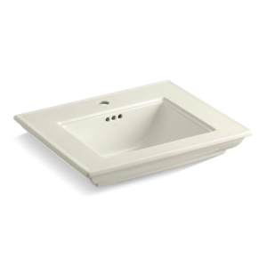 Memoirs® Stately Bathroom Sink With Overflow, Rectangular, 24-1/2 in W x 20-1/2 in D x 8-5/8 in H, Pedestal/Console Table Mount, Fireclay, Biscuit, Domestic