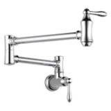 DELTA® 1177LF Traditional Pot Filler Faucet, 4 gpm Flow Rate, Swivel Spout, Chrome, 2 Handles