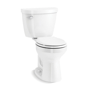 Kohler® 31641-0 2-Piece Chair Height Toilet, Cimarron® Comfort Height®, Round Front Bowl, 6-5/8 in H Rim, 12 in Rough-In, 1.28 gpf, White