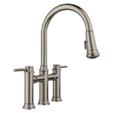 Blanco 443273 Empressa Bridge Faucet, Commercial, 1.5 gpm Flow Rate, 180 deg Swivel Spout, Satin Platinum, 2 Handles