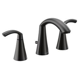 Moen® TV6173BL Glyde™ High Arc Bathroom Faucet, 1.2 gpm, 4-3/16 in H Spout, 8 to 16 in Center, Matte Black, 2 Handles, Pop-Up Drain