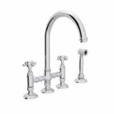 Rohl® A1461XAPC-2 Three Leg Bridge Kitchen Faucet with Side Spray MWS, Polished Chrome