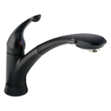 DELTA® 470-BL-DST Signature™ Kitchen Faucet, 1.8 gpm Flow Rate, 120 deg Swivel Spout, Matte Black, 1 Handle, 1/3 Faucet Holes