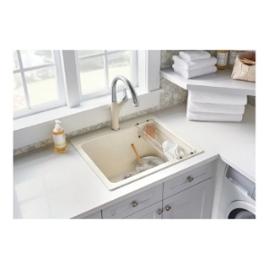 Blanco 401922 LIVEN™ SILGRANIT® Laundry Sink, Rectangle Shape, 25 in W x 22 in H, Drop-In/Under Mount, Granite, Cafe Brown