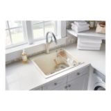 Blanco 401923 LIVEN™ SILGRANIT® Laundry Sink, Rectangle Shape, 25 in W x 22 in H, Drop-In/Under Mount, Granite, Cinder