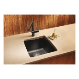 Blanco 440079 Kitchen Sink, PERFORMA™ SILGRANIT® II, Anthracite, Squared Shape, 15-1/2 in L x 15 in W x 9 in D Bowl, 17-1/2 in L x 17 in W, Undermount, Solid Granite