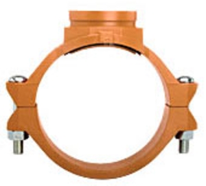 Grinnell Fire 7302005ES Mechanical Tee With Gasket, 1/2 in Nominal, FNPT Connection, Ductile Iron Clamp, Orange Painted