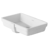 DURAVIT 0330480000 Vero® Vanity Basin With Overflow, Vero®, Rectangle Shape, 20-5/8 in L x 14 in W x 6-1/4 in H, Under Mount, Ceramic, White