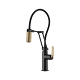 Brizo® 63244LF-BLGL Litze® Articulating Kitchen Faucet, 1.8 gpm Flow Rate, Swivel Spout, Matte Black/Luxe Gold, 1 Handle