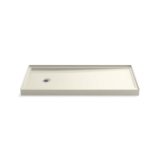Kohler® 1-Piece Single Threshold Shower Base, Rely®, Biscuit, Left Hand Drain, 60 in L x 30 in W x 4-11/16 in D