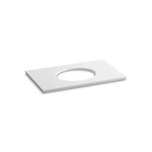 Kohler® 5423-S33 Solid/Expressions™ Solid Surface Vanity Top With Single Verticyl® Oval Cutout, 1-1/4 in OAH x 22-13/16 in OAW x 22-13/16 in OAD, Stone Top, White Top