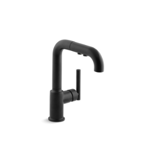 Kohler® 7506-BL Purist® Kitchen Sink Faucet, 1.8 gpm Flow Rate, High-Arc Swivel Spout, Matte Black, 1 Handle, 1 Faucet Hole