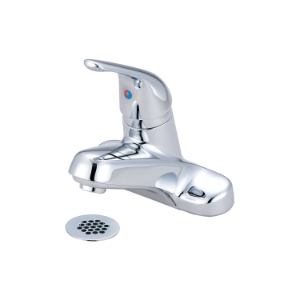 OLYMPIA L-6161G Lavatory Faucet, Elite, Polished Chrome, 1 Handle, Grid Strainer Drain, 1.5 gpm Flow Rate