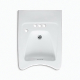 Kohler® 12636-L-0 Morningside™ Wheelchair Users Bathroom Sink with Overflow, Rectangle Shape, 4 in Faucet Hole Spacing, 20 in W x 21-1/2 in D x 8-1/8 in H, Wall Mount, Vitreous China, White