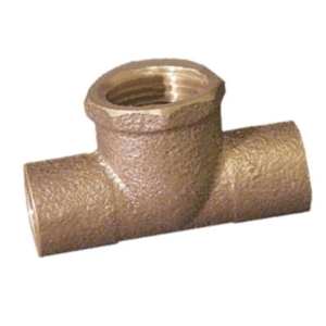 EPC 10037427 4712 Solder Straight Pipe Tee, 1 in Nominal, C x C x FNPT End Style, Brass