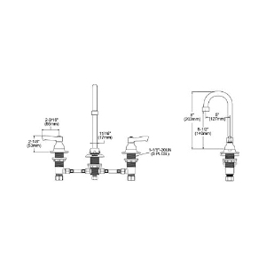 Elkay® LK800GN05L2 Food Service Faucet, 1.5 gpm Flow Rate, 8 in Center, Gooseneck Spout, Polished Chrome, 2 Handles