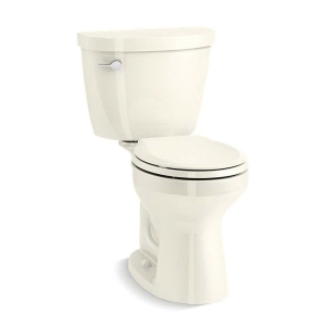 Kohler® 31641-96 2-Piece Chair Height Toilet, Cimarron® Comfort Height®, Round Front Bowl, 6-5/8 in H Rim, 12 in Rough-In, 1.28 gpf, Biscuit