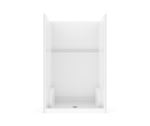Clarion SH4834-WH 48 in L Icon AcrylX™ Alcove Center Drain One-Piece Shower Stall, No Seat, White